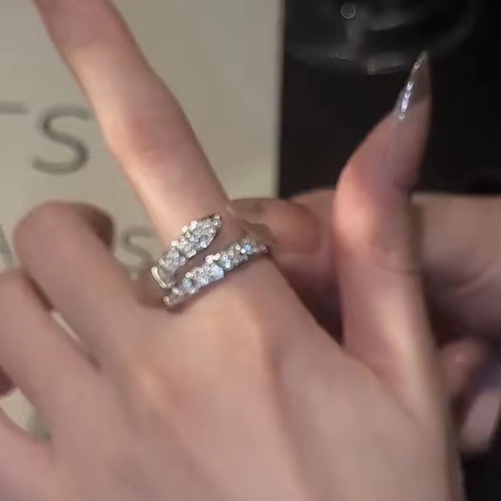Serpenti Silver Crystal Adjustable Ring - Picture 3 of 12